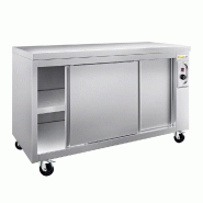 Meuble bas inox chauffant 1600x600 mm sur roulettes PREMIUM - GOLDINOX - gris inox 3701770819409