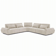 Oviala Business Canapé d'angle modulable 5 places dossier ajustable 340 cm écru - blanc polyester 115471