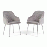RATTATAN Lot de 2 chaises en velours d’intérieur, dossier haut, pieds en métal, idéales pour cuisine, salle à manger, restaurant – Gris clair/ RATTATAN Lot de 2 chaises en velours d’intérieur, dossier haut, pieds en métal, idéales pour cuisine, salle à manger, restaurant – Gris clair/