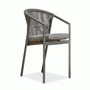 REMARQUABLE Fauteuil de jardin en aluminium et corde tissée de coloris gris anthracite - GAMBI - 3700917630556