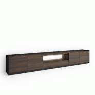 SKRAUT HOME Meuble TV, Banc Télé, 310x50x37 cm, Pour les TV jusqu'à 80", LED, Chêne foncé et Noir - marron Bois manufacturé 692_10