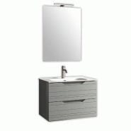 AQA Design Composition de salle de bain en MDF 4 pièces SOLMIRA gris L.81 P.46,5 H.190 MPSO08-GRI - gris Bois manufacturé MPSO08-GRI