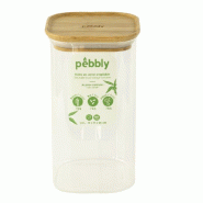 Boite alimentaire verre et bambou 1.4L -  140 cl Transparent Carre Verre Pebbly 11x11 cm - transparent 035-1229323