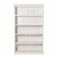 Buffet Héritage en pin massif blanc patiné - L119xP39xH200cm