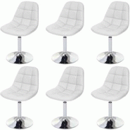 Décoshop26 - 6x chaises de salle à manger en synthétique blanc pied chromé pivotant CDS04625 - blanc 3000414859529 Décoshop26 - 6x chaises de salle à manger en synthétique blanc pied chromé pivotant CDS04625 - blanc 3000414859529
