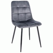 Décoshop26 - Chaise de salle à manger x1 coutures forme carrées en velours gris foncé pieds en métal noir 10_0001963 - gris 3000250769037 Décoshop26 - Chaise de salle à manger x1 coutures forme carrées en velours gris foncé pieds en métal noir 10_0001963 - gris 3000250769037