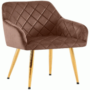 Décoshop26 - Chaise de salle à manger x1 en velours marron avec coutures décoratives en losange chic et contemporain 10_0007823 - marron 3000266322516