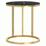 Décoshop26 - Table d'appoint bout de canapé hauteur 58 cm verre trempé aspect marbre noir et fer doré DEC032430 - noir verre 3000258982155