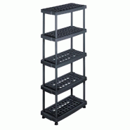 Étagère 5 tablettes plastique - 79x39x176cm - Noir - 200 kg de charge totale