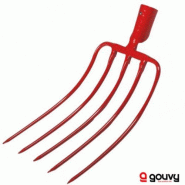 Fourche à fumier forgée Gouvy - 5 dents sans manche - 23 cm de largeur de travail