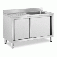 Helloshop26 - Plonge en inox professionnelle sur meuble bas armoire placard avec évier acier inoxydable (1 bac : 500 x 400 x 260 mm, 14_0005020 - ino