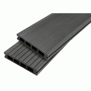Lame terrasse bois composite alvéolaire Dual - Gris anthracite - 25mm d'épaisseur, 14cm de largeur, 360cm de longueur, surface couverte 0.5m²_0