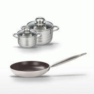 Lot Poêle 32 cm céramique Elo Bistro Line & 2 Faitouts Elo Brillant - gris 3176239985108