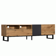 Merax Lowboard, table TV, meuble TV, meuble TV en bois, largeur 180 cm - marron multi-matériau WF297245246NAA