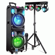 Pickering MEGA Enceinte Nomade 800W MS01XXL-N USB Bluetooth, Effets LED, Microphone SONO KARAOKE DJ, Portique LUMIERES pour Soirées - 3666638036995