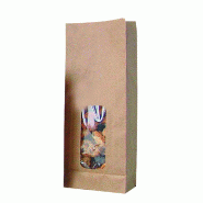 Sac kraft fenêtre 13,5x7,5x31,5cm - par 100 - papier kraft vergé résistant et élégant