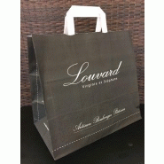 Sac traiteur personnalisé en papier kraft blanc avec poignées- 32+20xh30 cm Sac traiteur personnalisé en papier kraft blanc avec poignées- 32+20xh30 cm