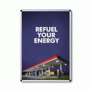 SHOWDOWN Displays Exposiciónate Cadre Clic-Clac Standard A0 Coins Arrondis 32 mm KRA0R32 - argenté aluminium KRA0R32