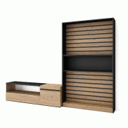 SKRAUT HOME Ensemble Meuble TV, 260x186x35cm, Pour les TV jusqu'à 65", Salon Complet, Chêne et noir - beige Bois manufacturé 88_13