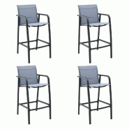 VidaXL Chaises De Bar De Jardin Lot De 4 Gris Txtilène - gris 48119