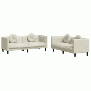 VidaXL Ensemble de canapés 2 pcs avec coussins crème velours Modèle Corvélis - 3209264