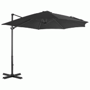 VidaXL Parasol de jardin en porte-à-faux et poteau en aluminium Modèle Boréal Signature Pro - noir 44622