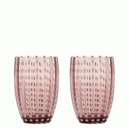 Zafferano Perle Verre Améthyste - Verre Soufflé Bouche Coloré, 32 Cl, Fait Main - Lot De 2 Verresartisan Pour Eau Ou Cocktails - violet 8051827970351
