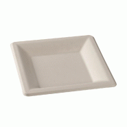Assiette carrée bagasse blanche 20x20x1cm - par 1000