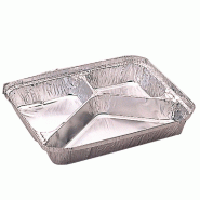 Barquette aluminium 3 compartiments 380/220/166cc 22,7x17,7x3cm - par 800