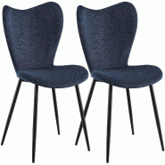 CLP Lot de 2 Chaises de Salle a Manger Maika Tissu HBT: 80x50x58 cm Bleu Tissu - bleu textile 328537