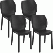 CLP Lot de 4 chaises de jardin Nora Plastique HBT: 80x58x59 cm Noir - noir plastique 327998