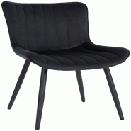 Décoshop26 - Chaise de salle à manger x1 coutures décoratives verticales avec pieds en métal noir assise en velours noir 10_0002262 - noir métal