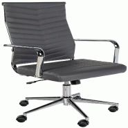 Décoshop26 - Fauteuil de bureau design ergonomique inclinaison intégrée avec accoudoirs en similicuir gris et métal chromé 10_0006956 - gris mét