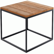 Décoshop26 - Table basse minimaliste au design épuré 80x80x45 cm plateau en chêne massif cadre en métal thermolaqué noir 10_0009158 - noir méta