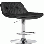 Décoshop26 - Tabouret chaise haute x1 pour cuisine et bar à assise moelleuse en similicuir noir cadre en métal chromé 10_0005695 - noir métal 300