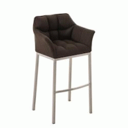 Décoshop26 - Tabouret de bar chaise haute de comptoir couture carrées assise en tissu marron 4 pieds stables en acier inoxydable 10_0004721 - marron Décoshop26 - Tabouret de bar chaise haute de comptoir couture carrées assise en tissu marron 4 pieds stables en acier inoxydable 10_0004721 - marron
