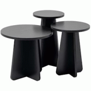 Ensemble de 3 tables gigognes en aggloméré Lume noir Hanah Home - noir 8684283056934 Ensemble de 3 tables gigognes en aggloméré Lume noir Hanah Home - noir 8684283056934