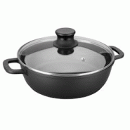 Faitout bas 32 cm en fonte d'aluminium couvercle en verre - 520 cl Noir Rond Fonte Aluminium Lacor - noir aluminium 25832 Faitout bas 32 cm en fonte d'aluminium couvercle en verre - 520 cl Noir Rond Fonte Aluminium Lacor - noir aluminium 25832