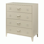 Helloshop26 - Commode meuble de rangement pratique entrée salon chambre métallique avec 4 tiroirs acier 92 x 80 x 40 cm camel 03_0009306 - 300022462