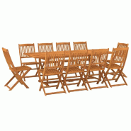 Helloshop26 - Mobilier à dîner de jardin 11 pièces bois d'acacia massif 02_0014734 - Bois massif 3000138051537