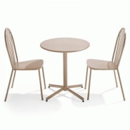 Oviala Business Ensemble table de terrasse inclinable et 2 chaises bistrot taupe - gris acier 111558 Oviala Business Ensemble table de terrasse inclinable et 2 chaises bistrot taupe - gris acier 111558