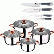 San Ignacio - Batterie de Cuisine 8 Pièces Compatible Induction Altea, Acier Inoxydable + Set de 4 Couteaux de Cuisine - multi-matériau PK3235