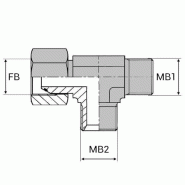 Té orientable renversé mâle BSP x mâle BSP x femelle tournant BSP - 3/4' , 24.12 , 3/4' , 26.44 , 1/2' , 20.95