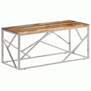 VidaXL Table basse argenté inox et bois de récupération massif Modèle Savane Pro - 349944
