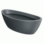 WellHome - Pot en polyéthylène rotomoulé 16L 60x28x20cm en coloris Granit - Aria Oval - gris plastique WH17371