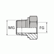 Adaptateur droit mâle gaz conique x femelle gaz cylindrique concentrique - WMFCO00402 - UMFGCO 1/4 / 1/8 CONC
