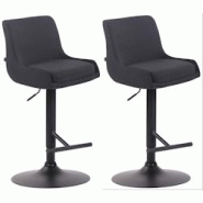 CLP Lot de 2 Tabourets de bar Club en Tissu Noir /Noir - noir textile 318874 CLP Lot de 2 Tabourets de bar Club en Tissu Noir /Noir - noir textile 318874