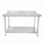 Cuistance Table adossée en inox professionnelle avec sous tablette - L1600 mm - P600 mm - H950 mm - gris inox STTB166