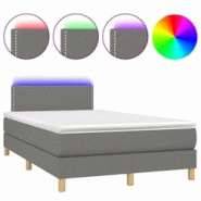 Décoshop26 - Cadre de lit LED avec sommier, tête de lit réglable et matelas à ressorts ensachés 120x200 cm - Tissu gris foncé TDL0208415 - gris Décoshop26 - Cadre de lit LED avec sommier, tête de lit réglable et matelas à ressorts ensachés 120x200 cm - Tissu gris foncé TDL0208415 - gris