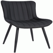 Décoshop26 - Chaise de salle à manger x1 coutures décoratives verticales avec pieds en métal noir assise en PVC noir 10_0002257 - noir métal 3000